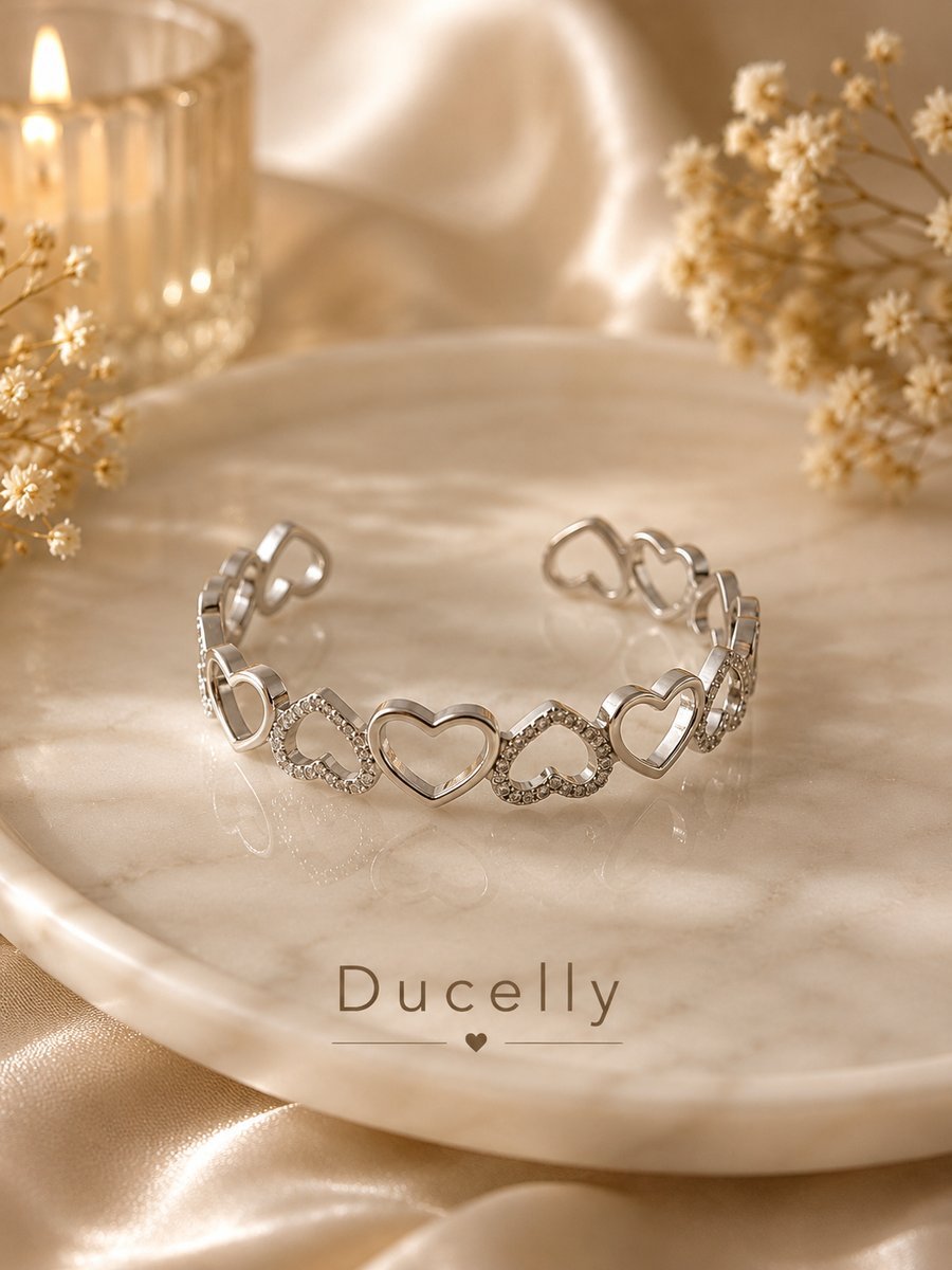 Bracelete Corações Prata